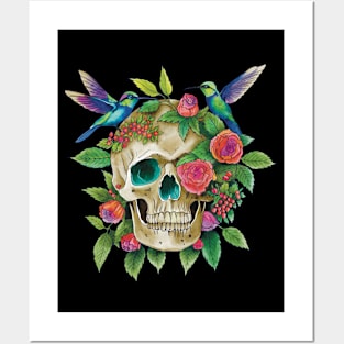 Skull with birds art Posters and Art